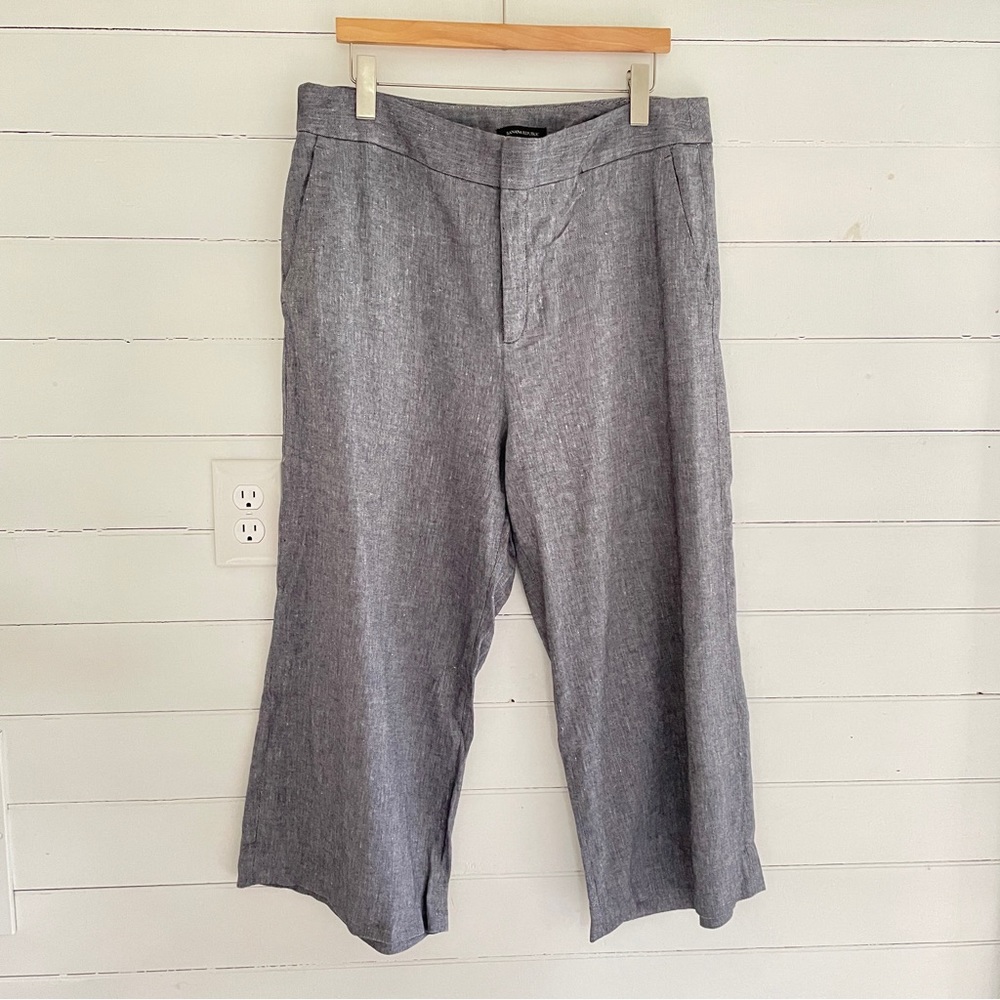 Banana Republic Linen Cotton Blend Wide Leg Crop Pants